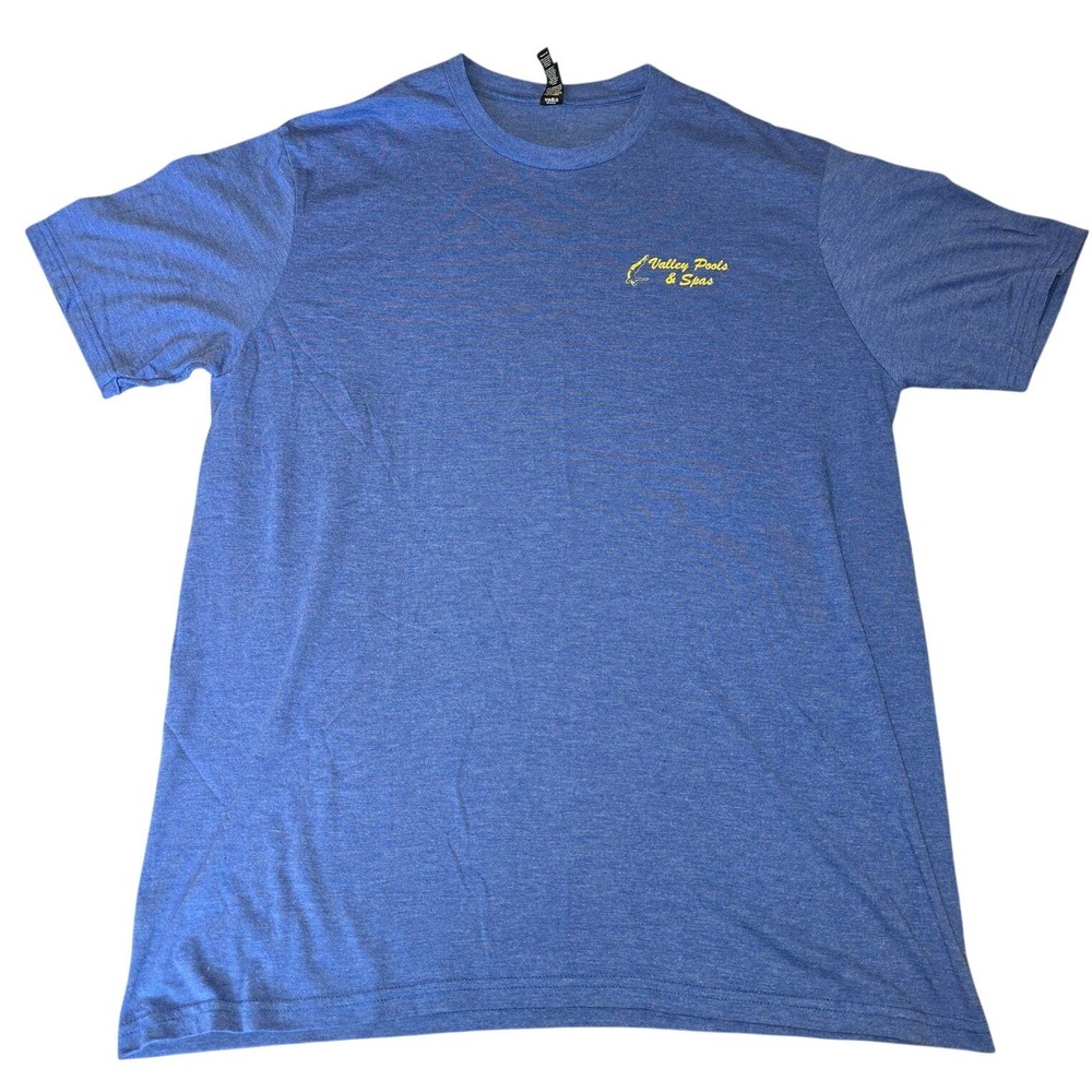 District Brand Distressed XL Valley Pools & Spas t-shirt,‎ Blue